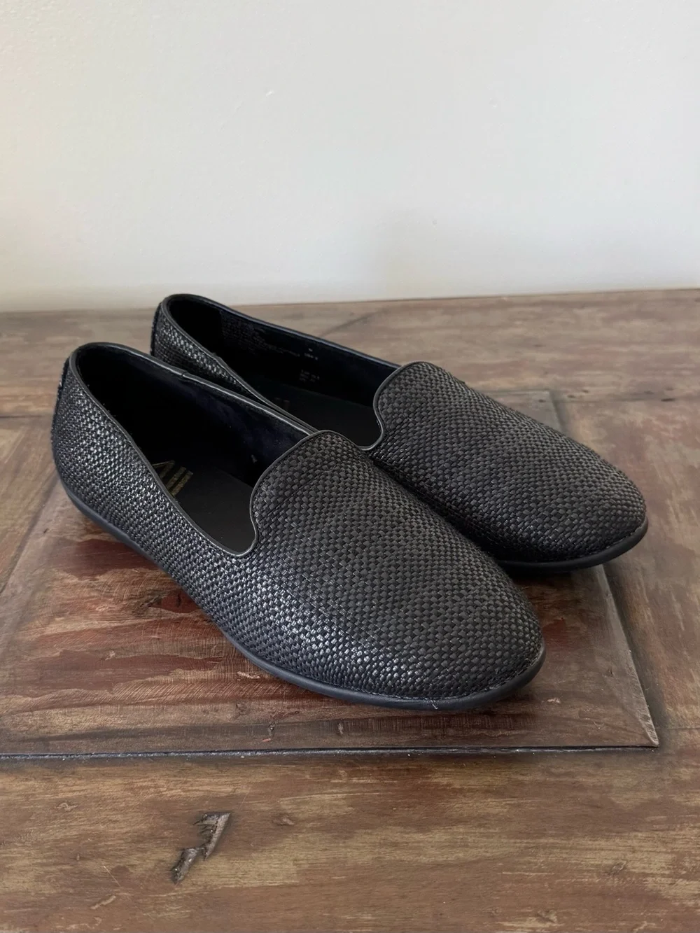 Aerosoles black raffia flats round toe slip on‎ shoes loafers women’s size 8